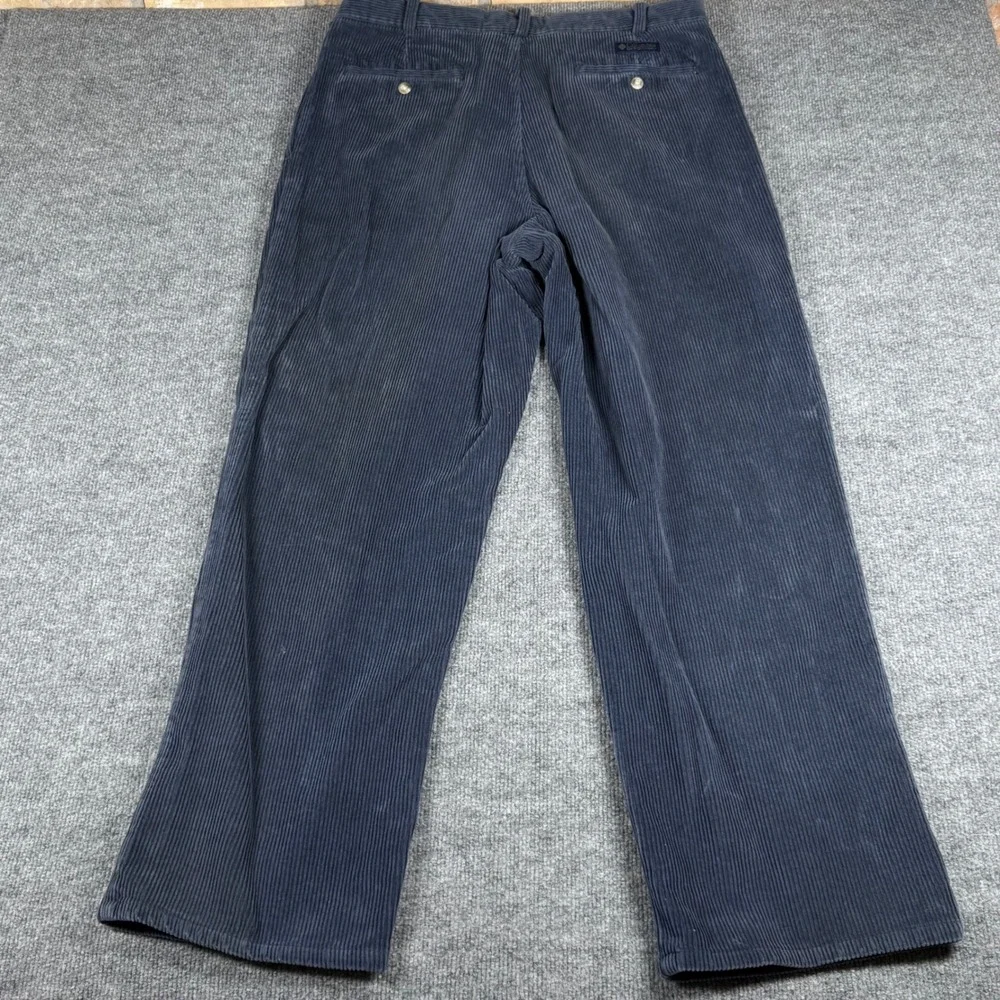 Vintage 90s Y2K Mens Corduroy Pants Pleated Blue 36x32 Relaxed Fit Workwear Fall